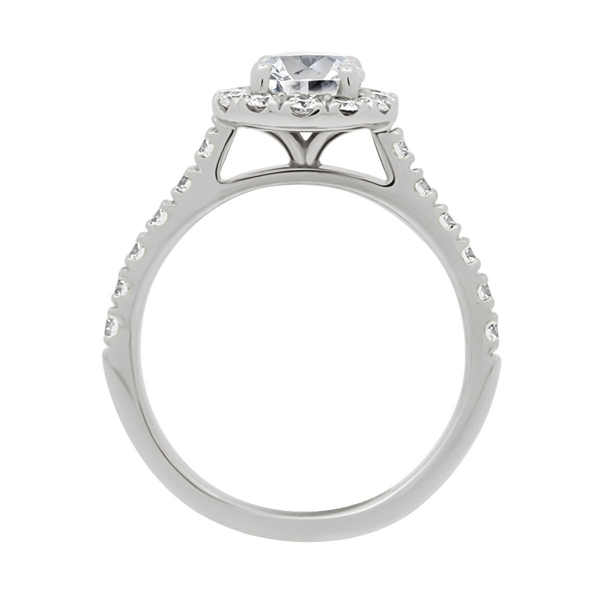 Round Cut Halo Diamond Engagement Ring with Platinum Band - 'Gillian'
