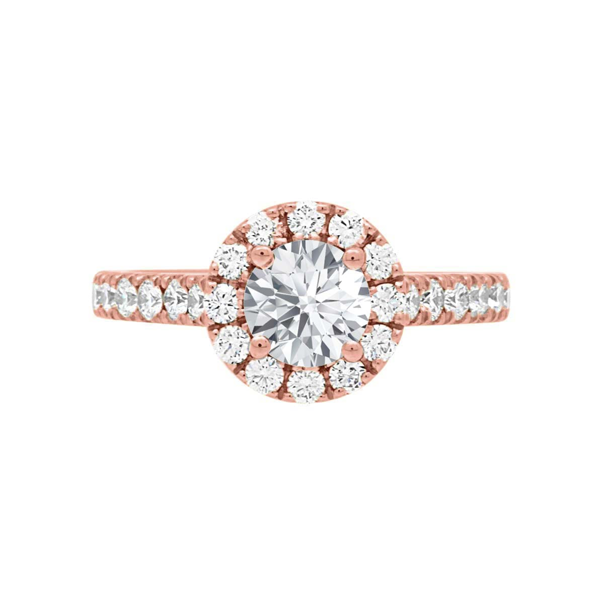 Halo Engagement Ring Diamond Band in rose gold