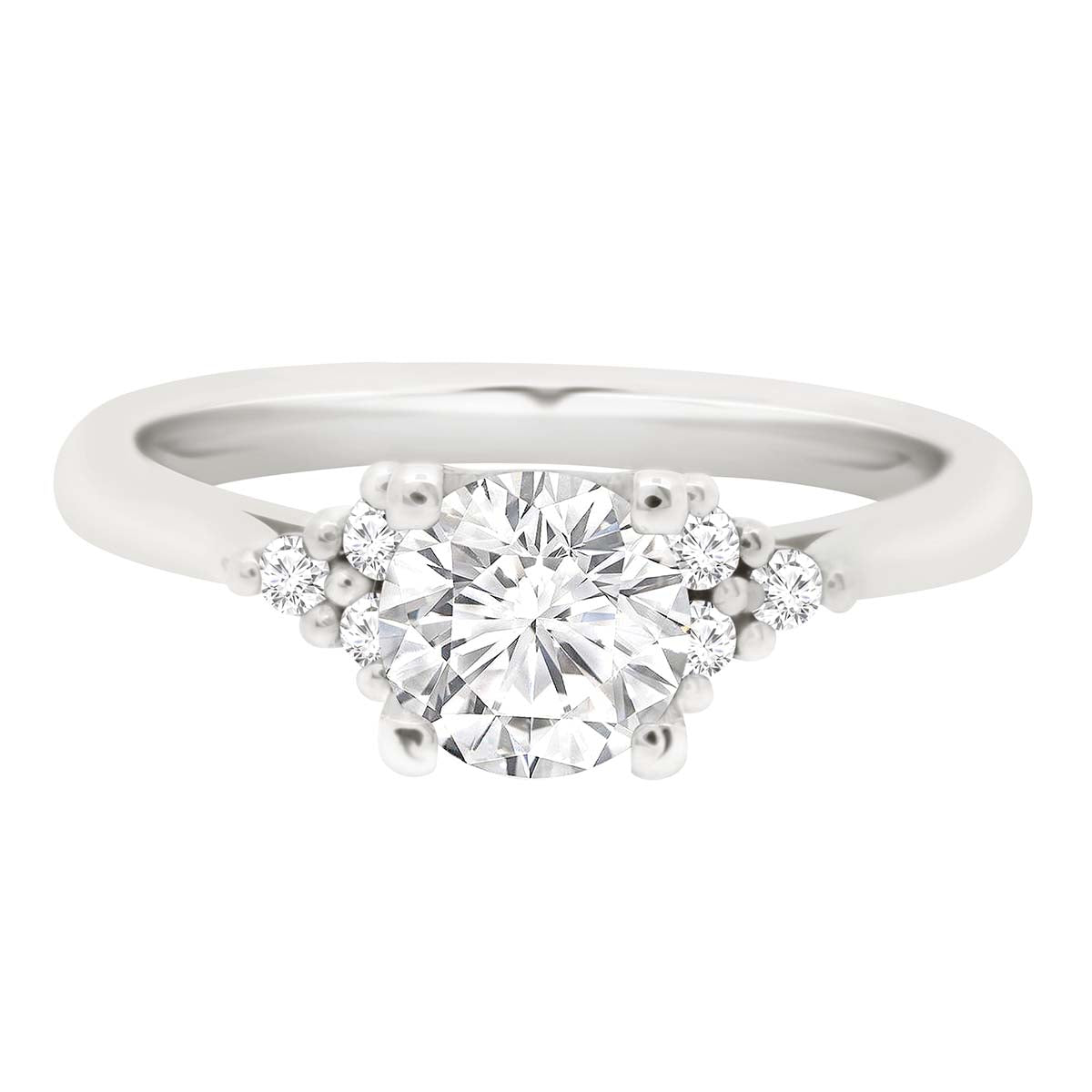 Round Cluster Diamond Handmade Engagement Ring with Platinum Band - 'Annabell’