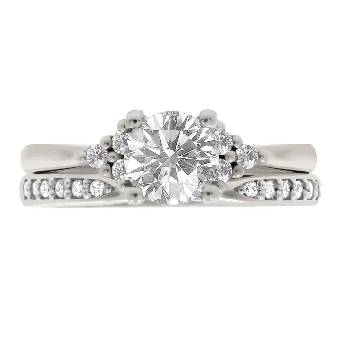 Round Cluster Diamond Handmade Engagement Ring with Platinum Band - 'Annabell’