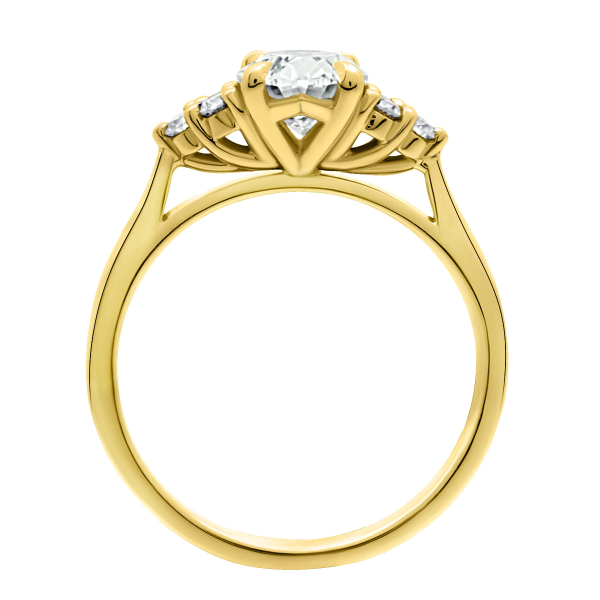 Handmade Engagement Ring In Yellow Gold on white background