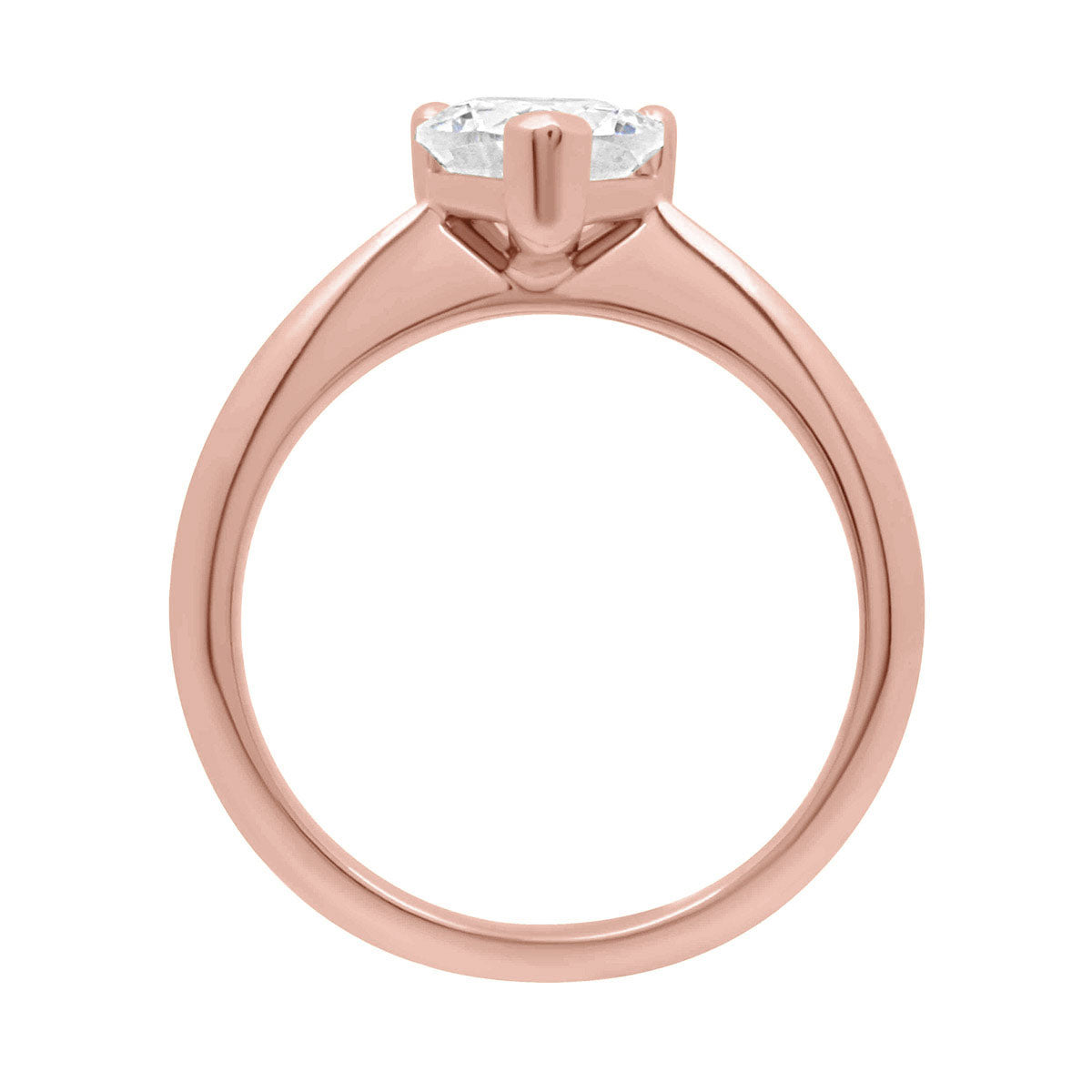 Heart Shape Diamond Ring IN rose gold in upright positon