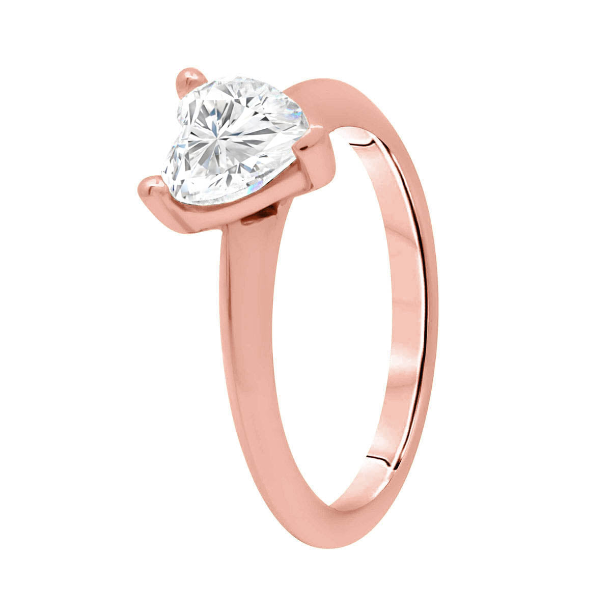 Heart Shape Diamond Ring IN rose gold in diagonal upstanding positoin