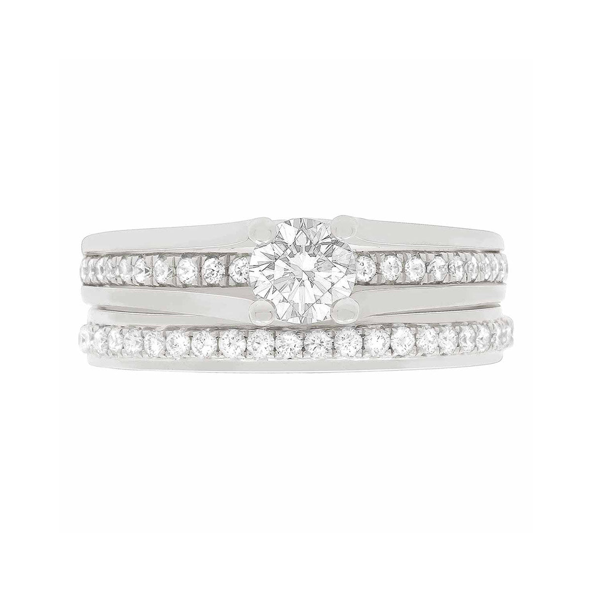 Round Cut Diamond Hidden Heart Detail Engagement Ring with Platinum Band - 'Mandy'