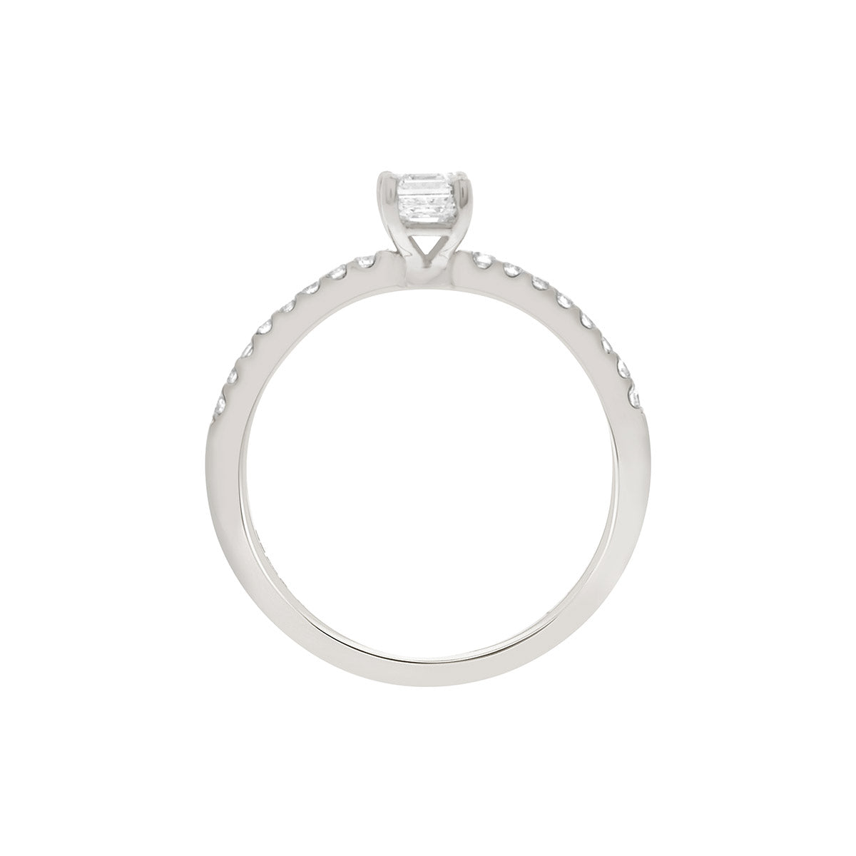 Emerald Cut Diamond Solitaire Engagement Ring with Platinum Set Band - 'Amy'