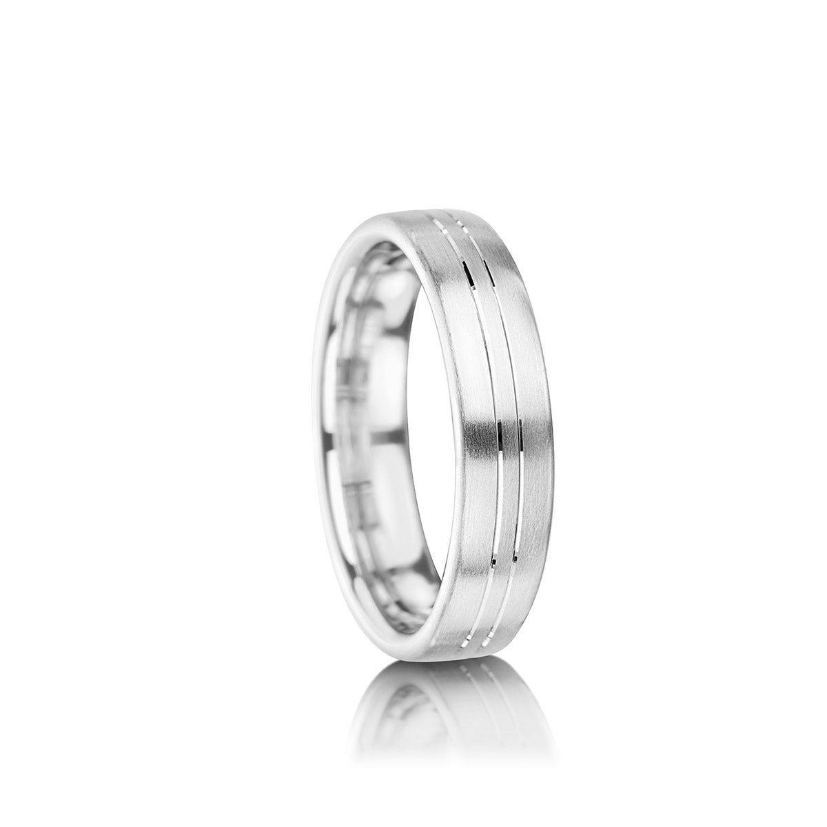 Mens Wed With Brushed Finish and Double Lines – MWR16