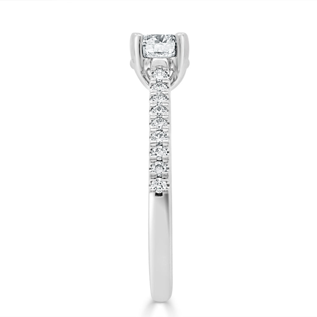 Round Cut Diamond Engagement Ring with Platinum Castle Set Band - 'Maddie'