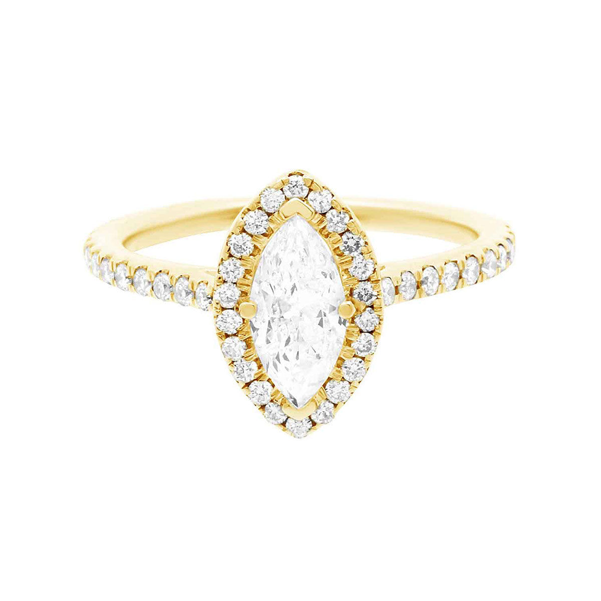 Marquise Halo Engagement Ring in yellow gold