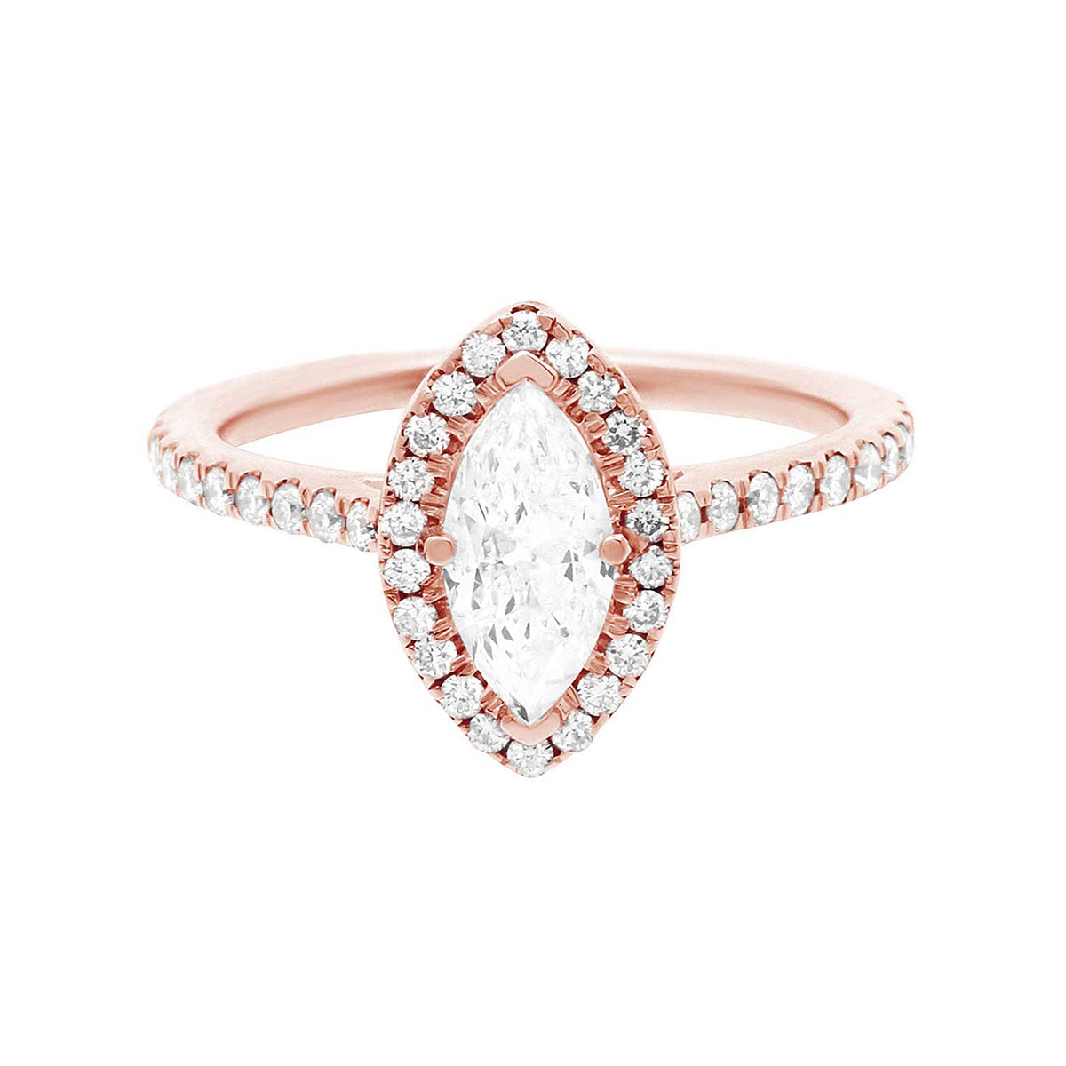 Marquise Halo Engagement Ring in rose gold