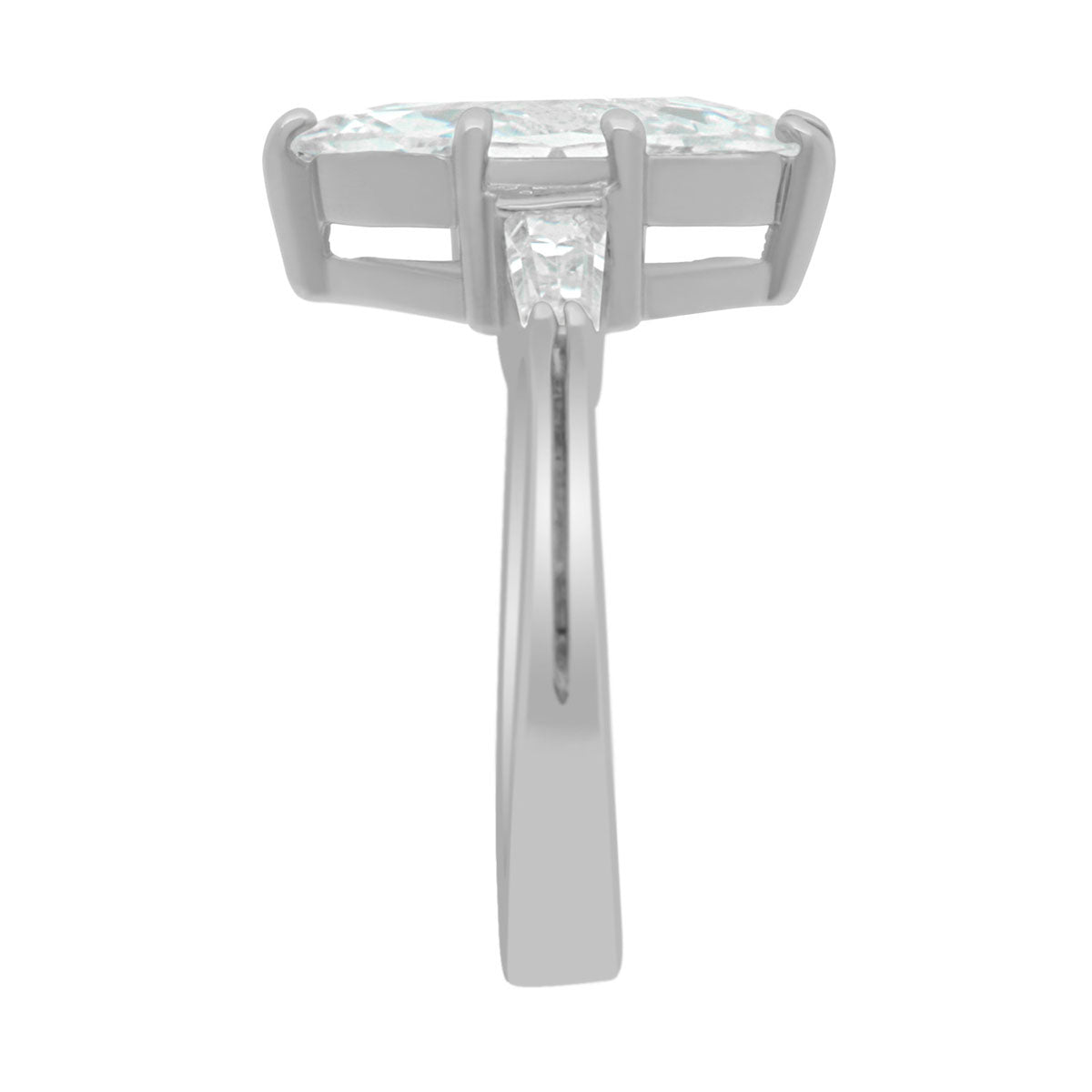 Marquise with Baguettes Diamond Ring in white gold in side view position