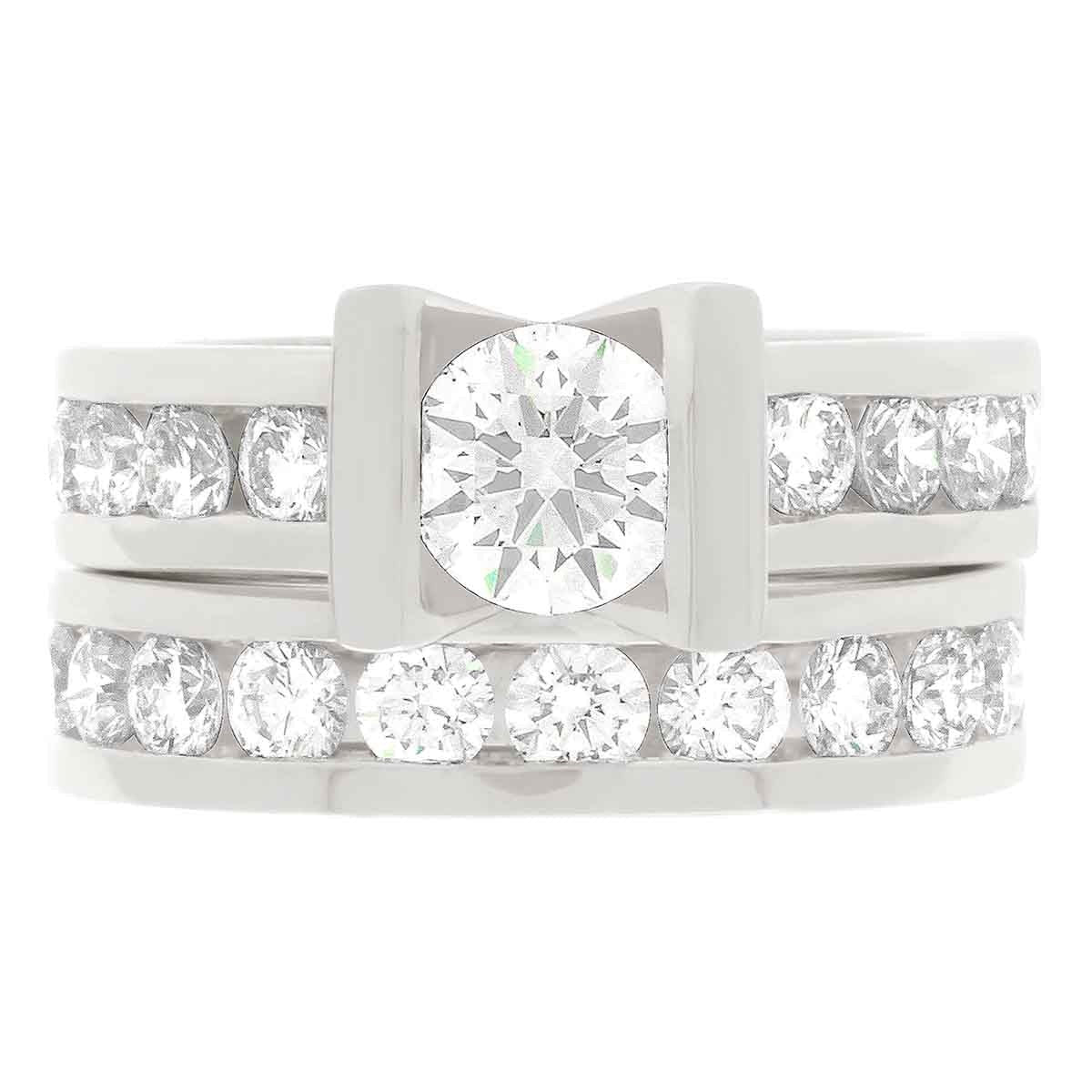 Custom Round Cut Diamond Engagement Ring with Platinum Channel Set Band - 'Michelle'