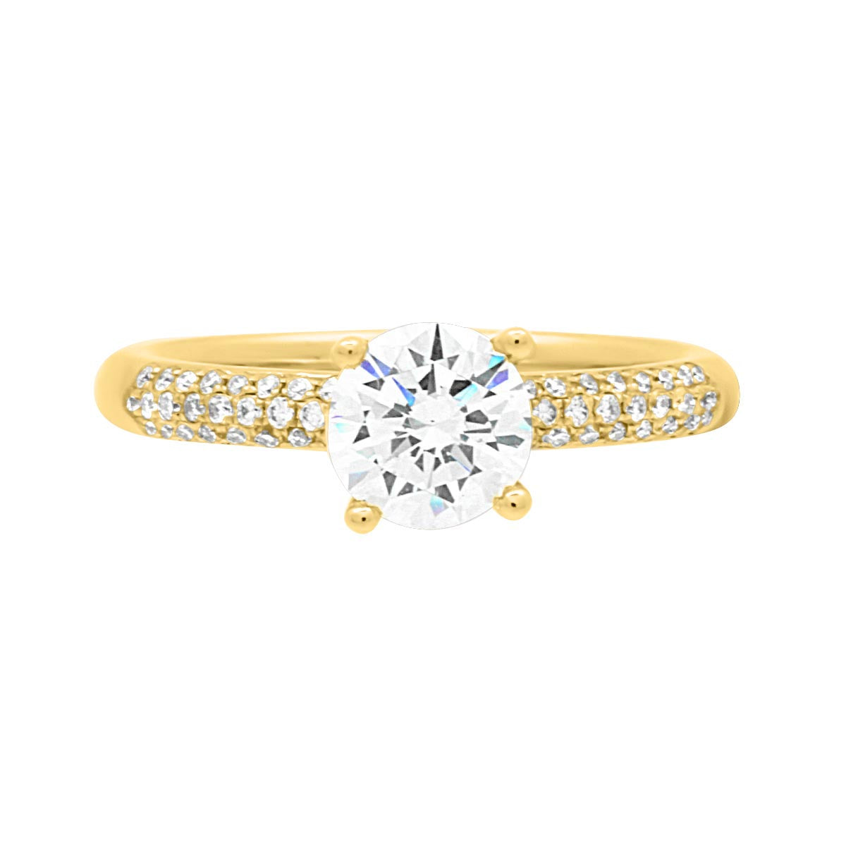 Cushion Cut Diamond Engagement Ring with Yellow Gold Micro Pavee Band - 'Amelia’