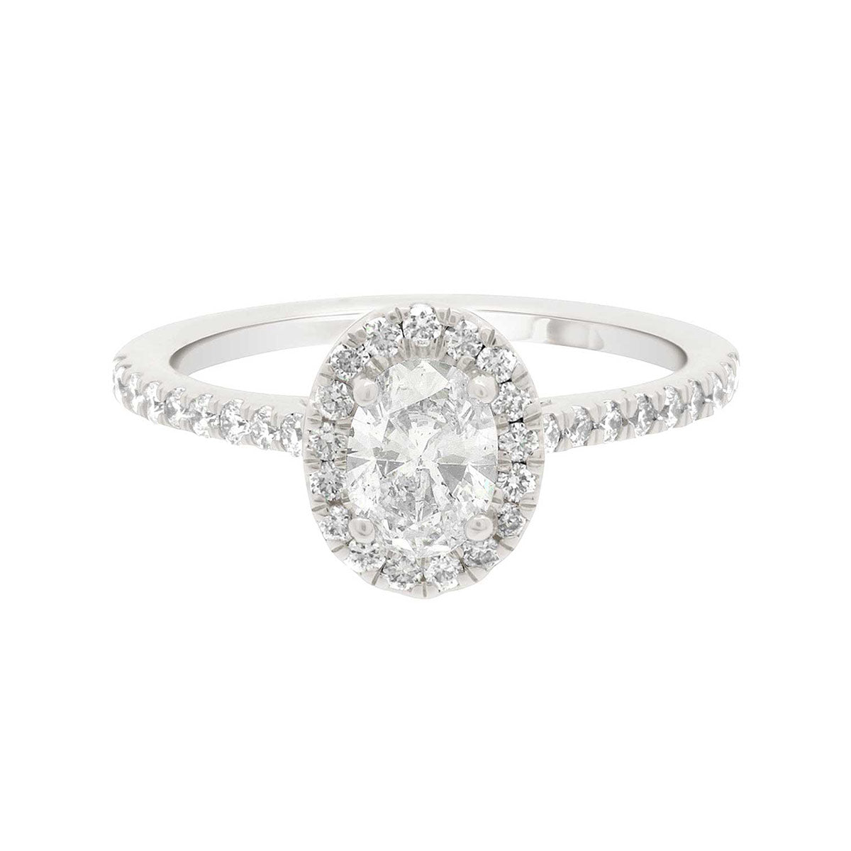 Oval Cut Halo Diamond Engagement Ring with Platinum Set Band - 'Harriot Oval'