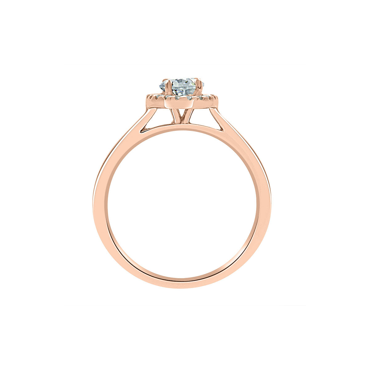 Oval Cut Halo Diamond Vintage Engagement Ring with Rose Gold Band - 'Lynn'