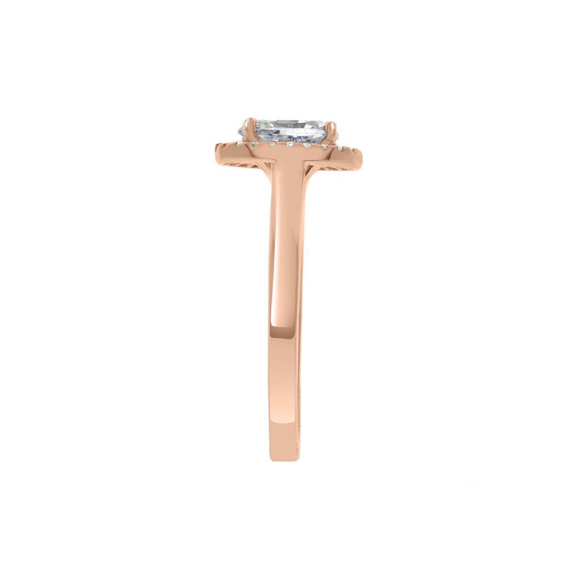 Oval Cut Halo Diamond Vintage Engagement Ring with Rose Gold Band - 'Lynn'