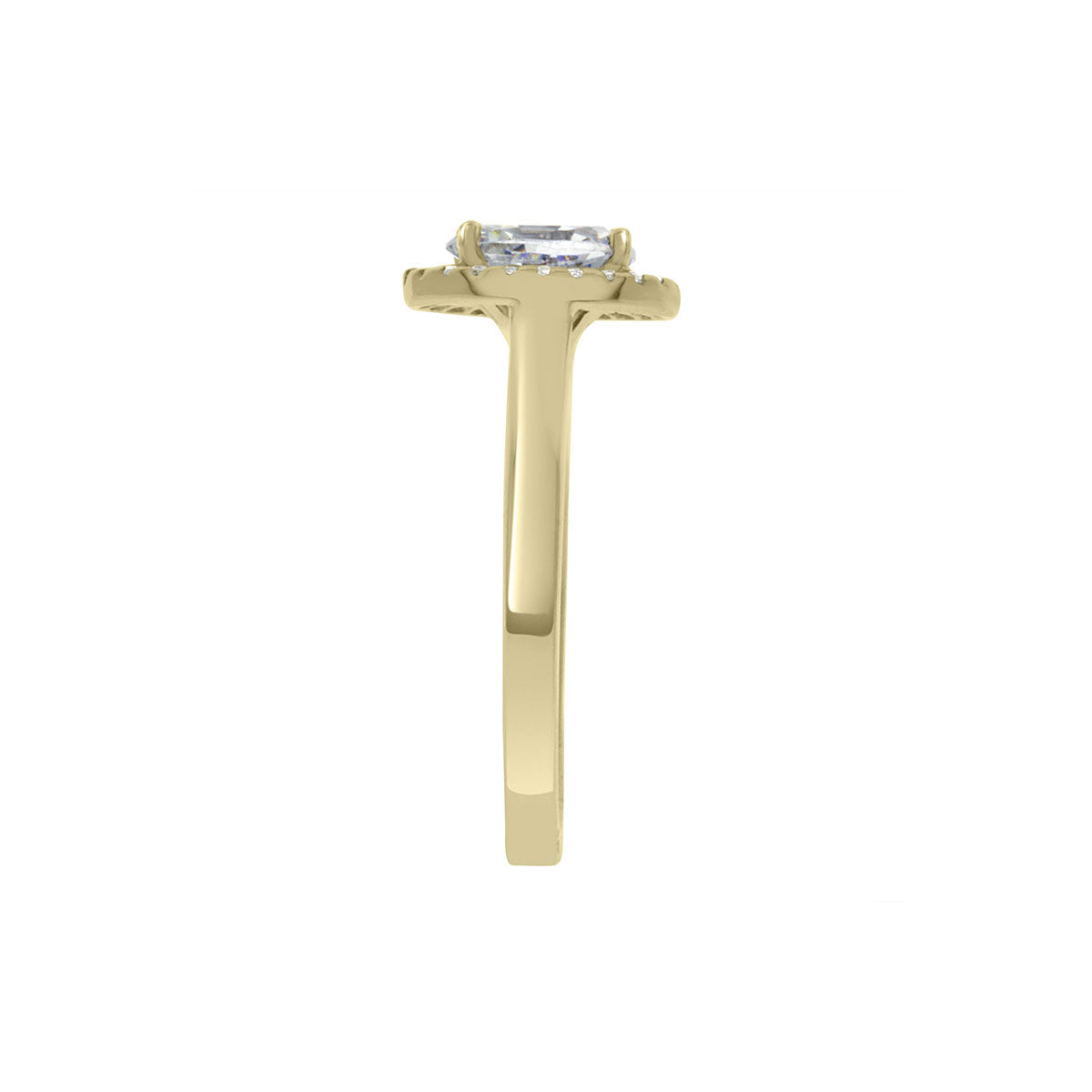 Oval Vintage Engagement Ring in yellow gold pictured sideways