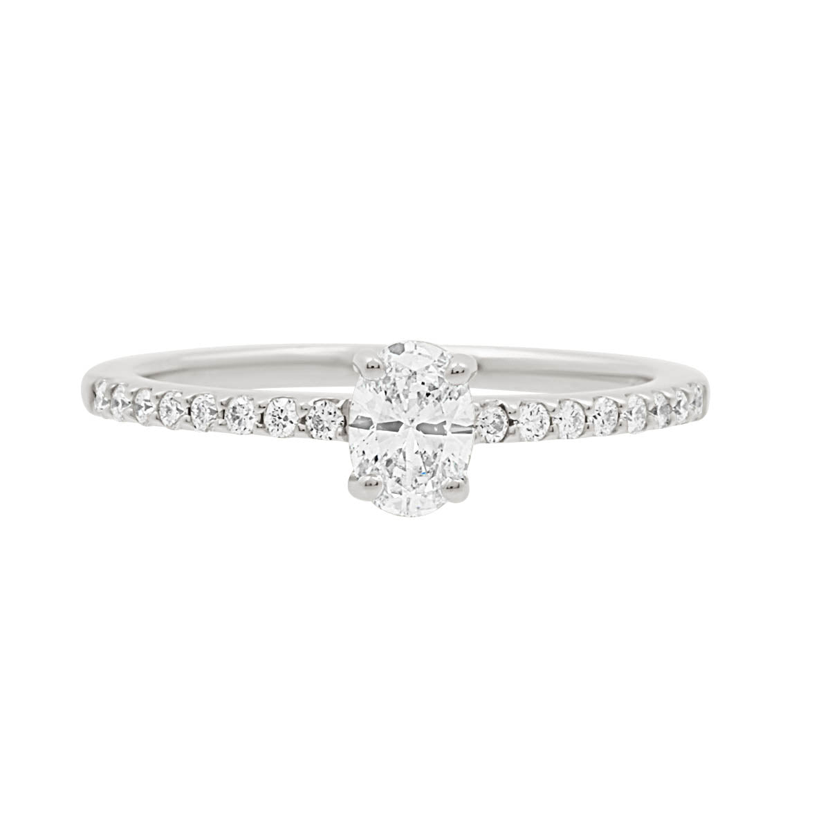 Oval Cut Diamond Engagement Ring with Platinum Scallop Set Band - 'Gail'