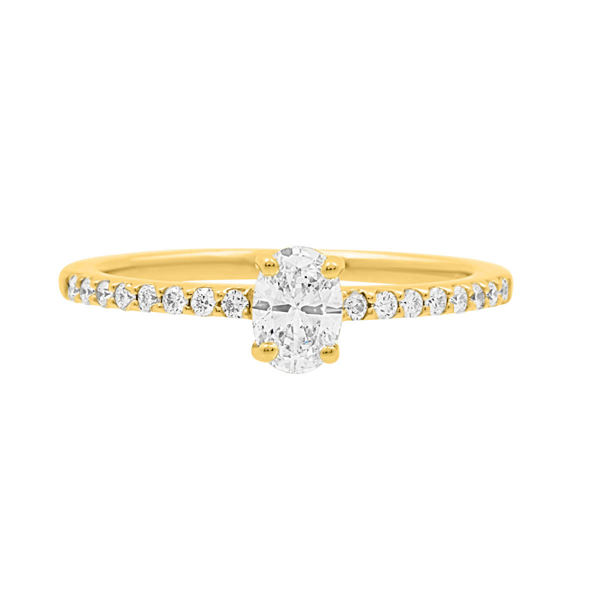 Oval with Scallop Set Band in yellow gold