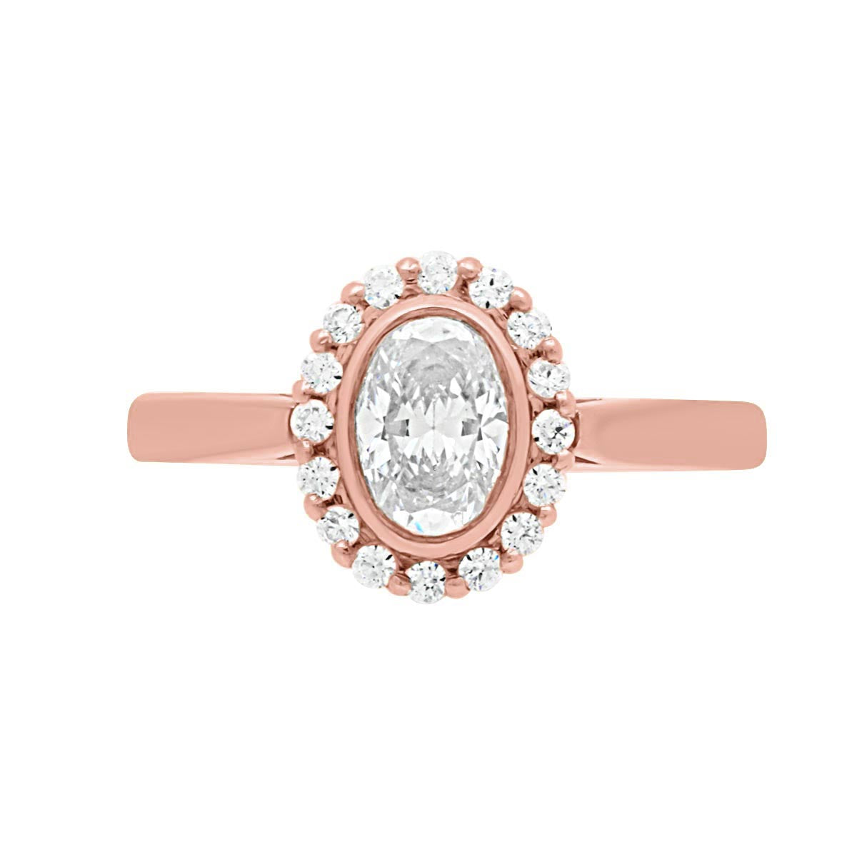 Oval Halo Diamond Ring in rose gold
