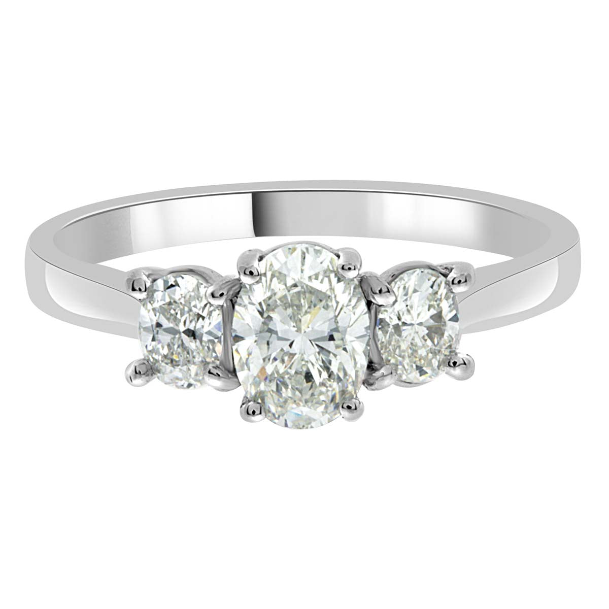 Oval Cut Diamond Three Stone Engagement Ring with Platinum Band - 'Lucy'