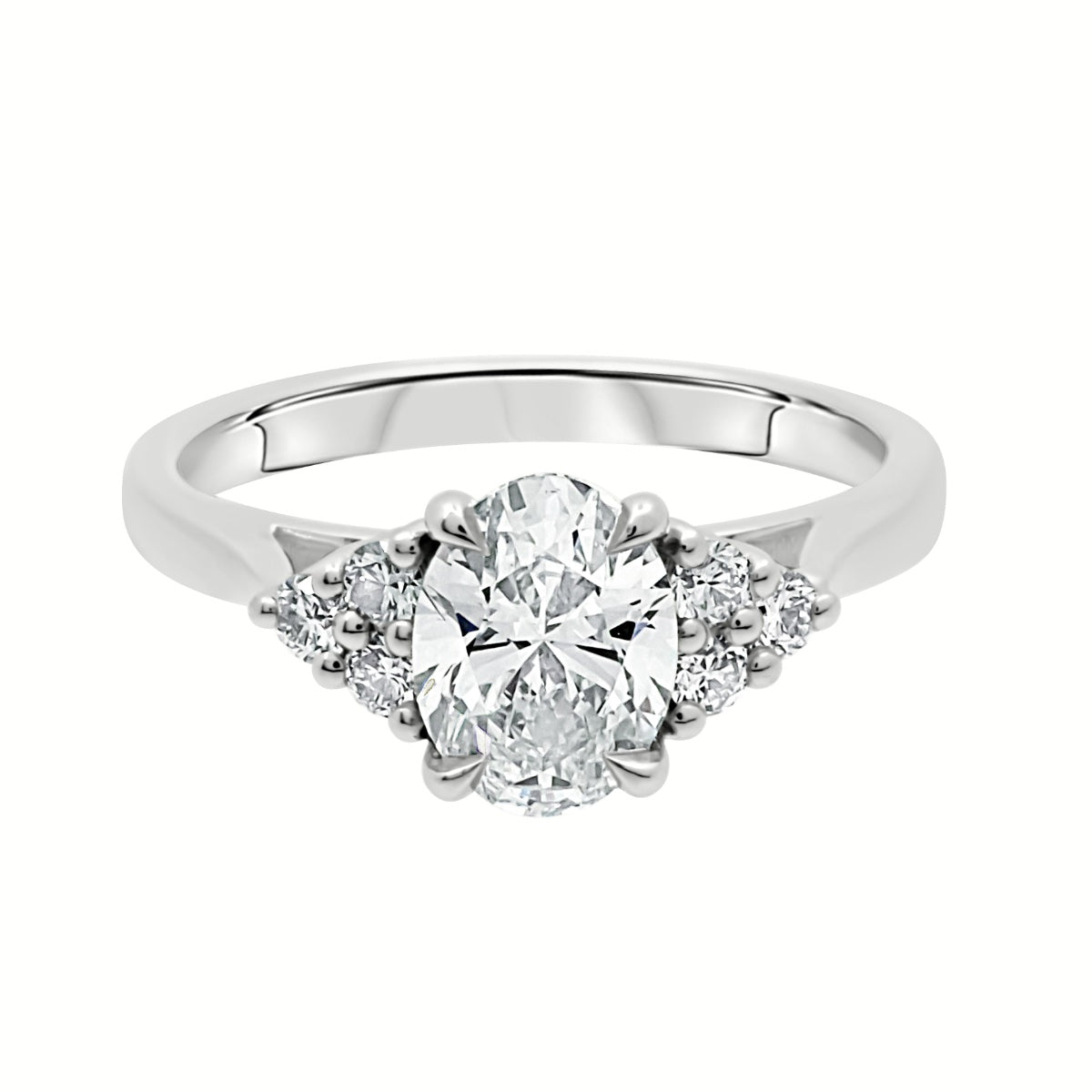 Oval Diamond Handmade Engagement Ring on a white background