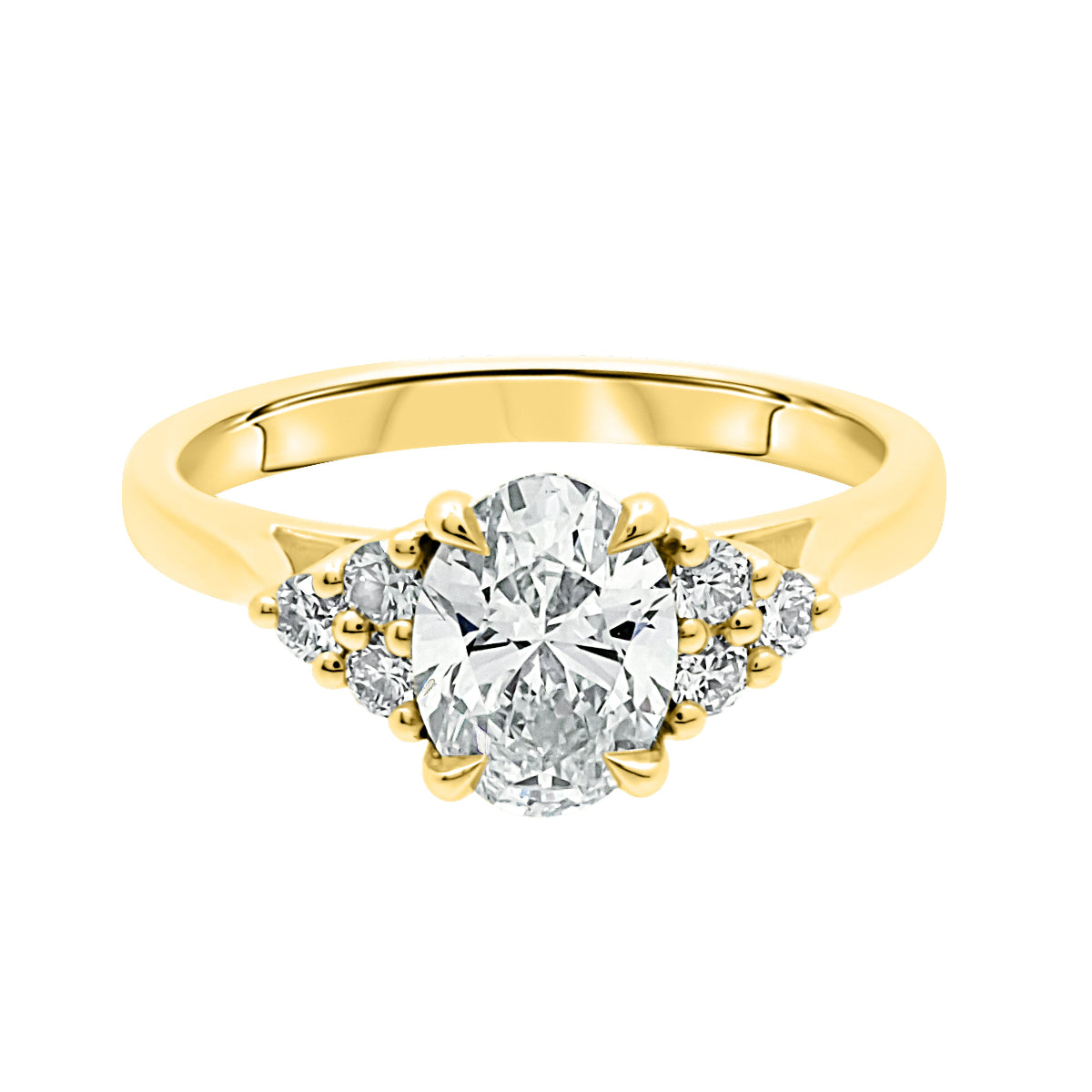 Oval Diamond Handmade Engagement Ring with Yellow Gold Band