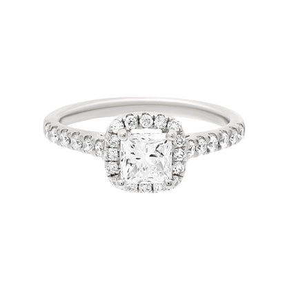 Princess Cut Diamond Halo Ring in white gold
