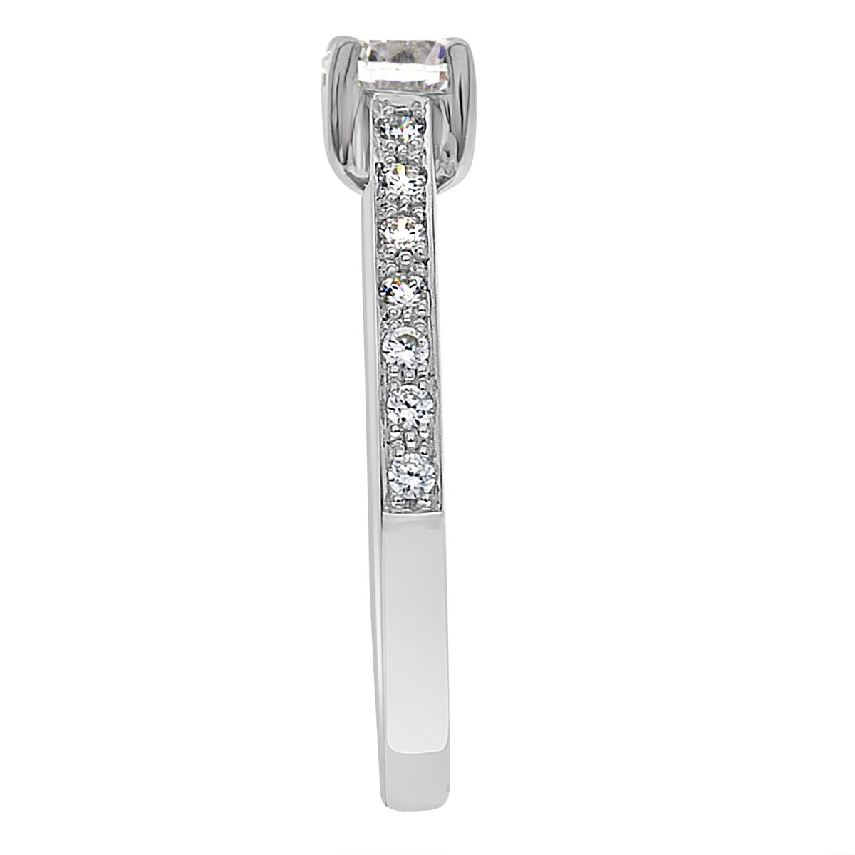 Pavé Diamond Ring manufactured in white gold upright and viewed from the side