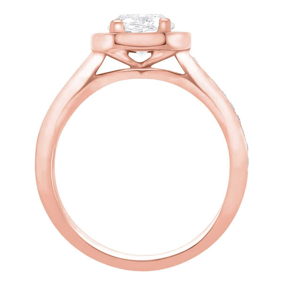 Cushion Cut Diamond with Halo Engagement Ring Rose Gold Split Band - 'Millie'