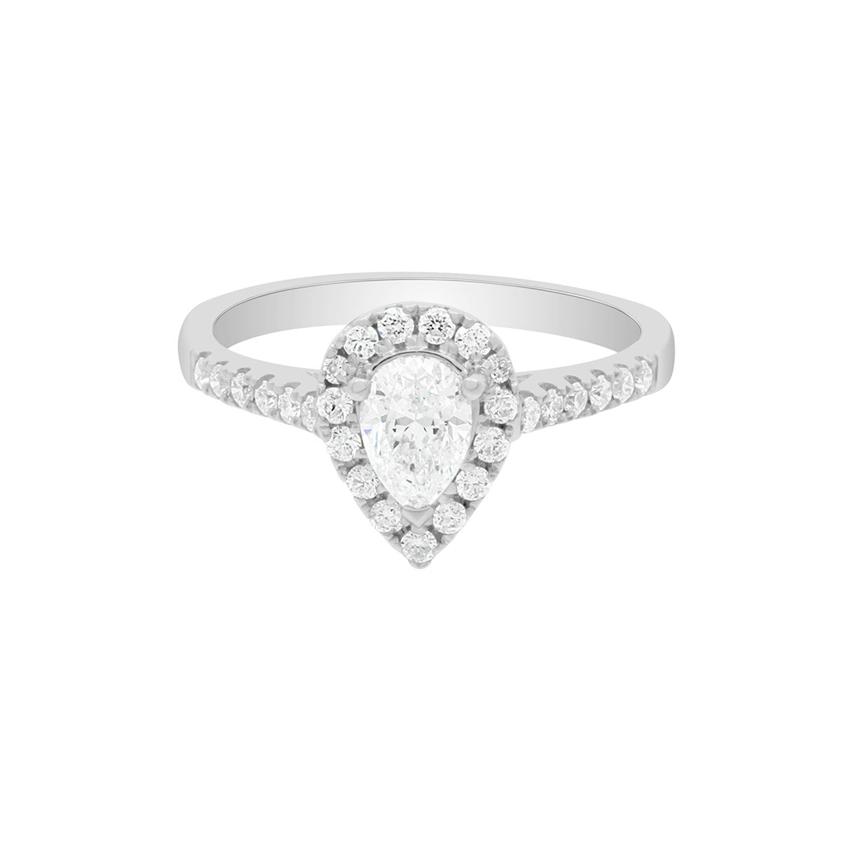 Pear Cut Halo Diamond Engagement Ring with Platinum Set Band - 'Harriot Pear'