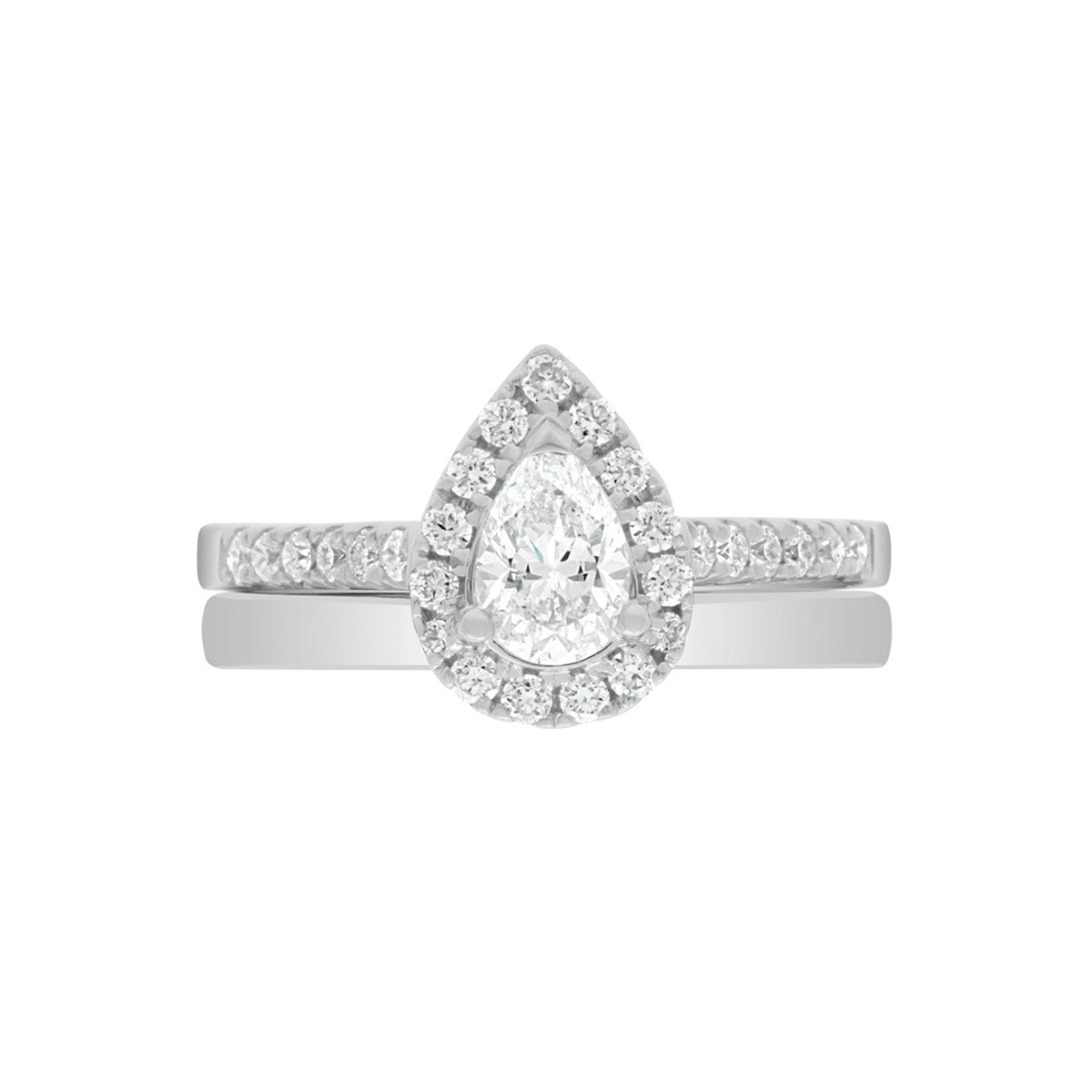Pear Cut Halo Diamond Engagement Ring with Platinum Set Band - 'Harriot Pear'