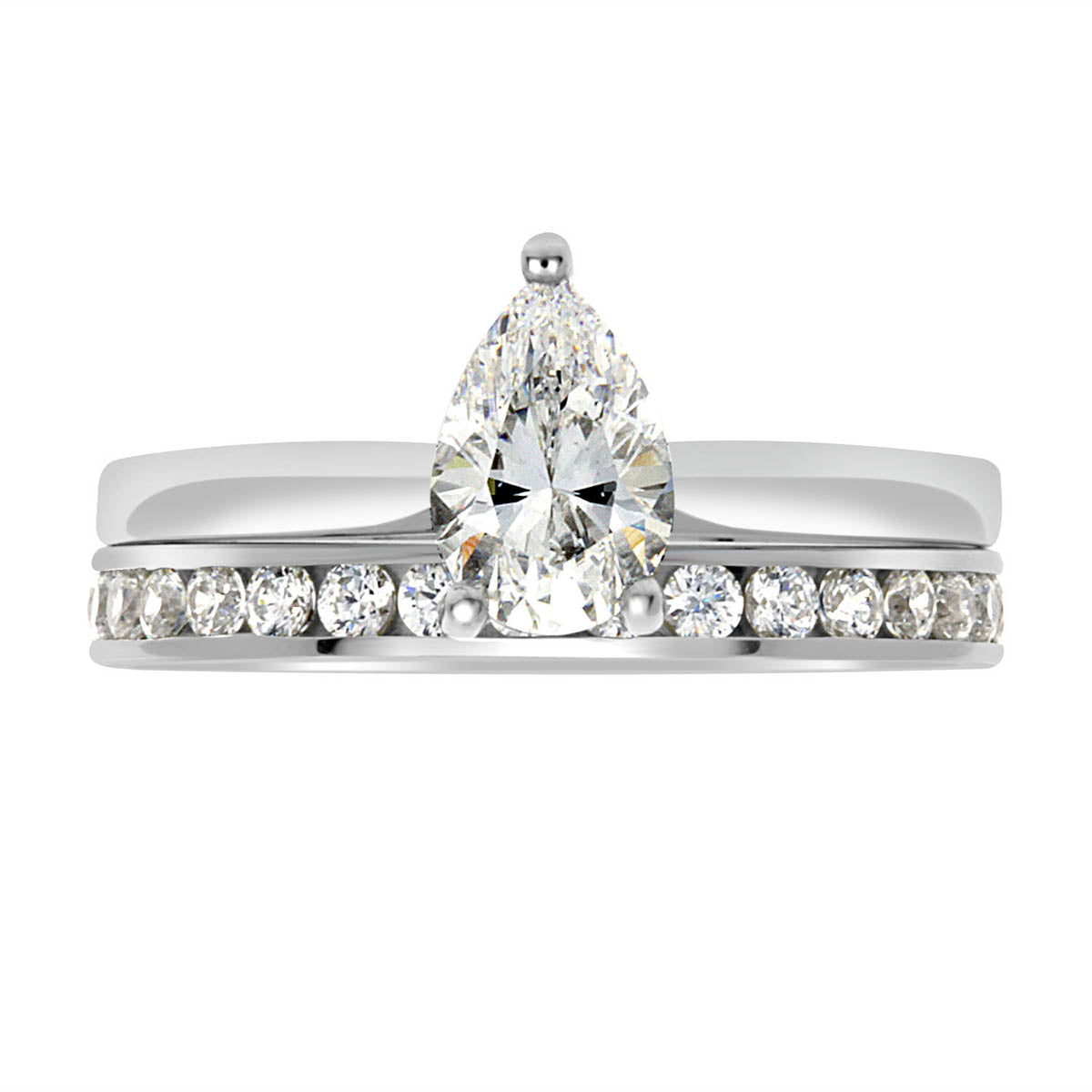 Pear Cut Diamond Solitaire with Platinum Set Band - 'Ella’