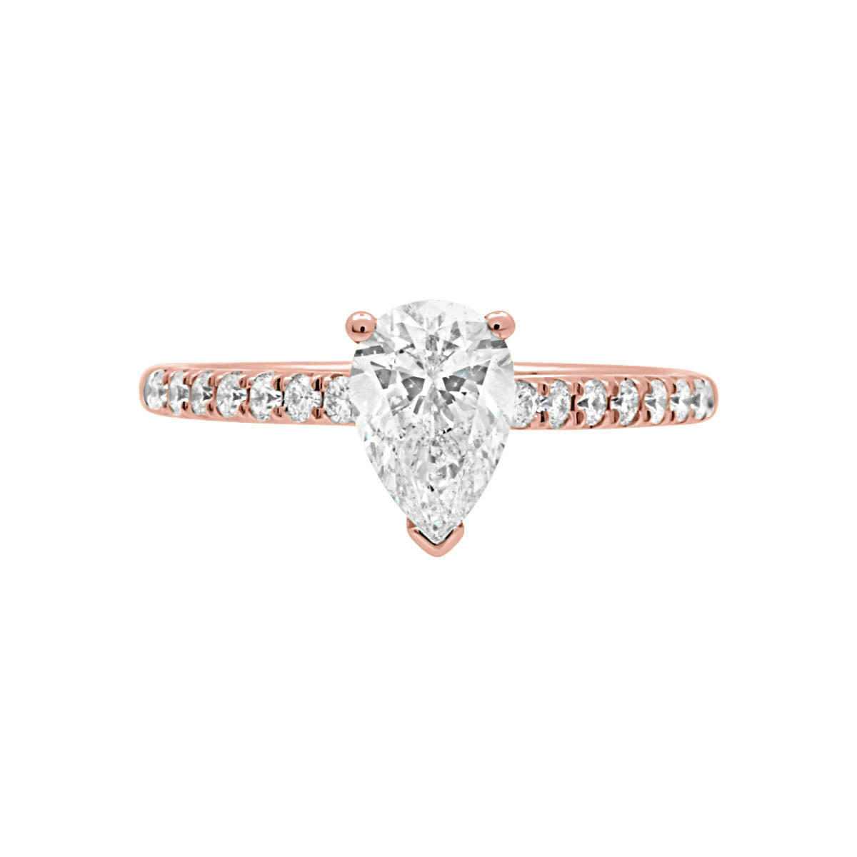 Pear Diamond With Scallop Set Band - &