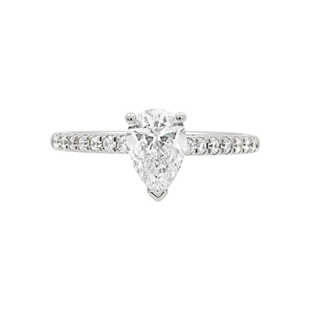Pear Diamond Engagement Ring with Platinum Scallop Set Band - 'Katy Pear'