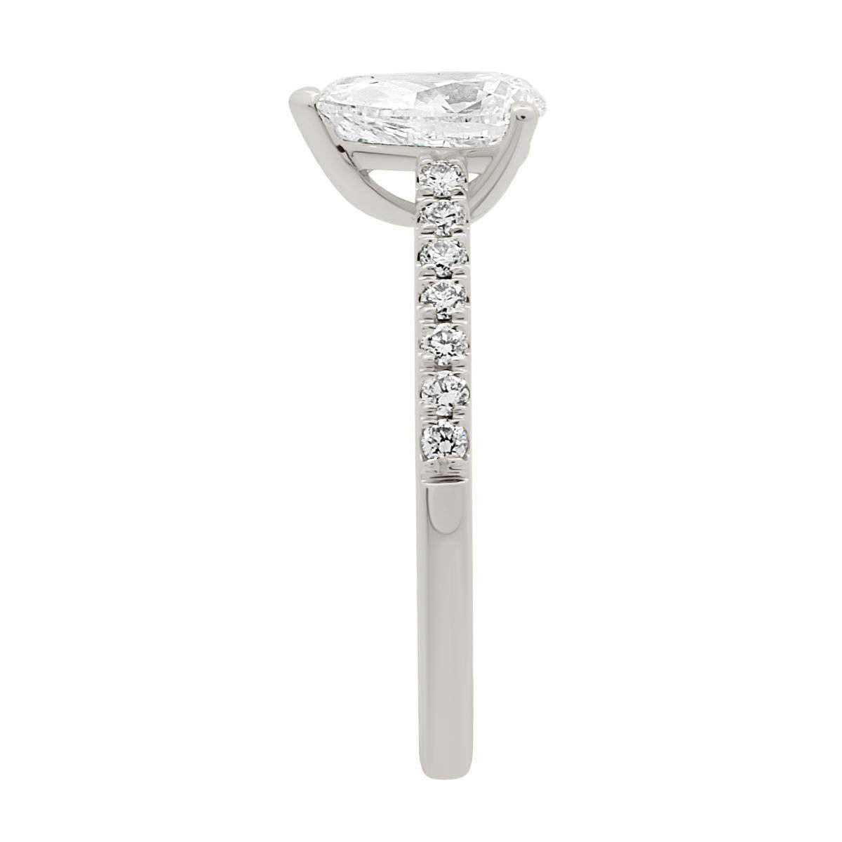Pear Diamond Engagement Ring with Platinum Scallop Set Band - 'Katy Pear'