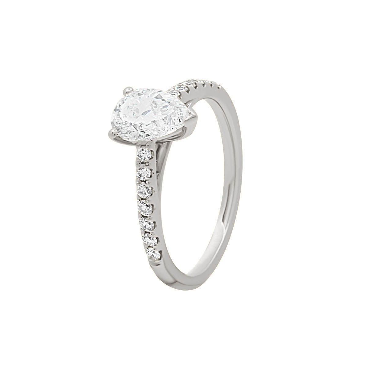 Pear Diamond Engagement Ring with Platinum Scallop Set Band - 'Katy Pear'