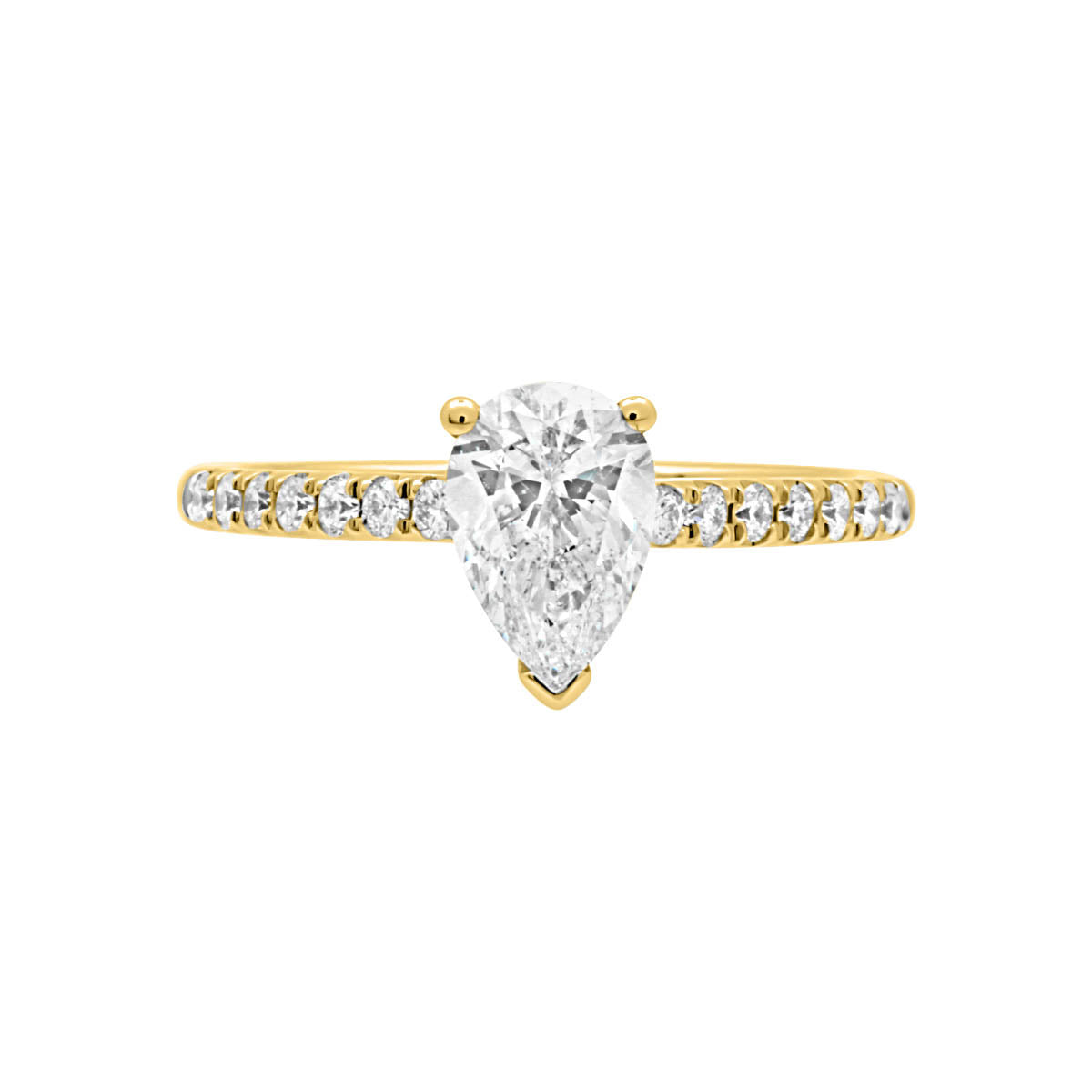 Pear Diamond Engagement Ring with Yellow Gold Scallop Set Band - 'Katy Pear'