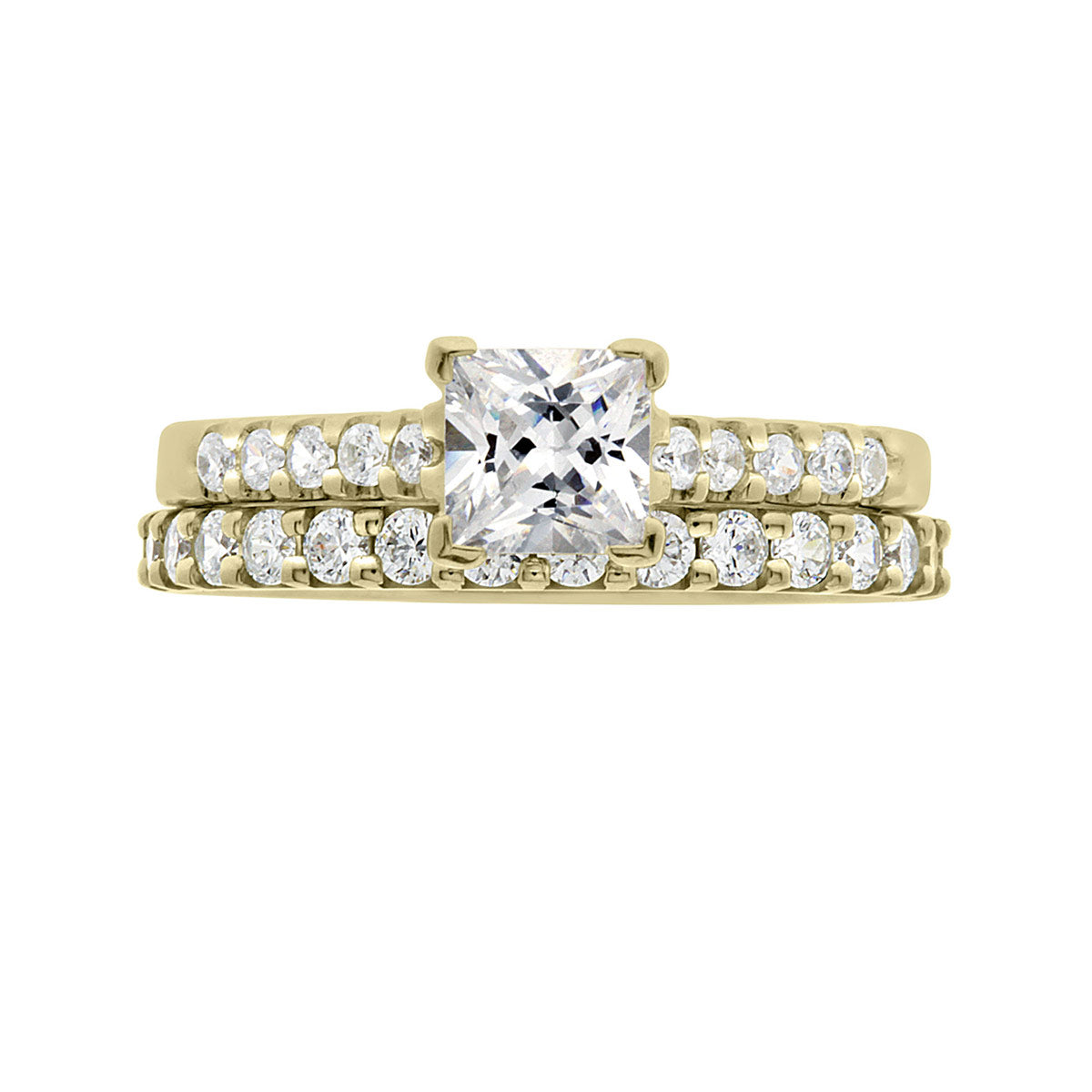 Princess Cut Diamond Engagement Ring with Yellow Gold Scallop Band - 'Robin'