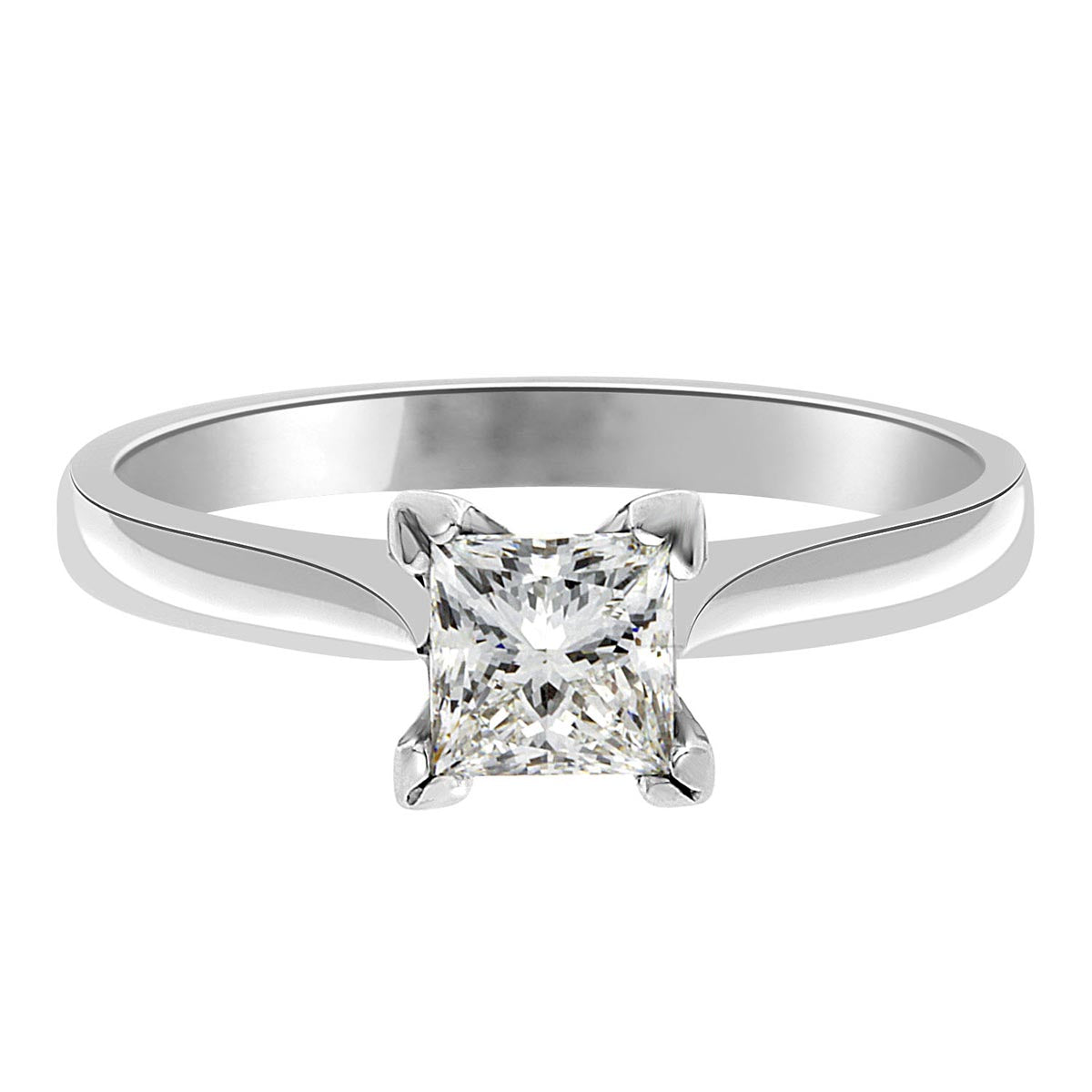 Princess Cut Solitaire engagement ring in white gold