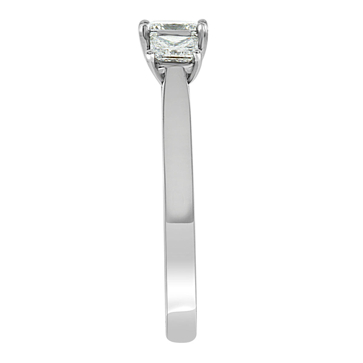Three Stone Princess Cut and Round Diamond Engagement Ring with Platinum Set Band - 'Abigail'