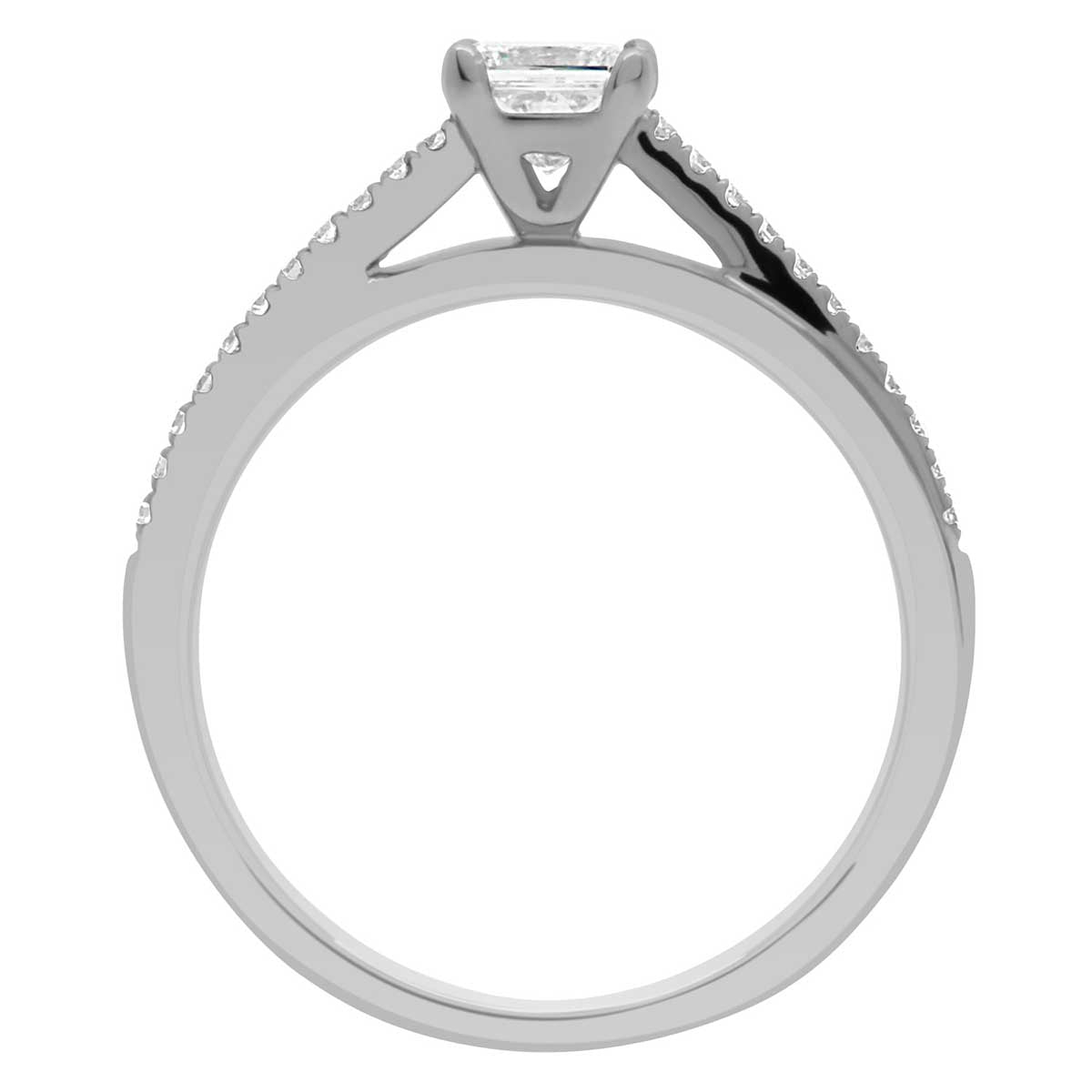 Princess Cut Diamond Crossover Shank Engagement Ring with Platinum Band - 'Deborah Promise'