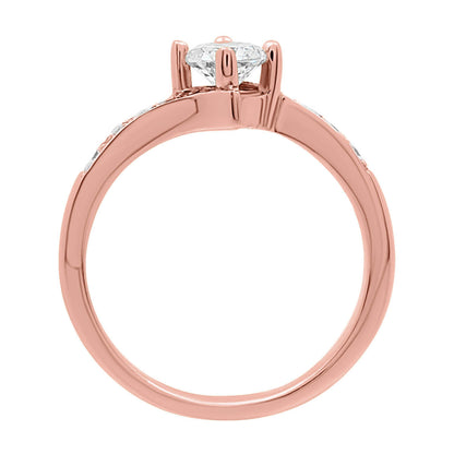Quirky Diamond Engagement Ring in rose gold and standing upright
