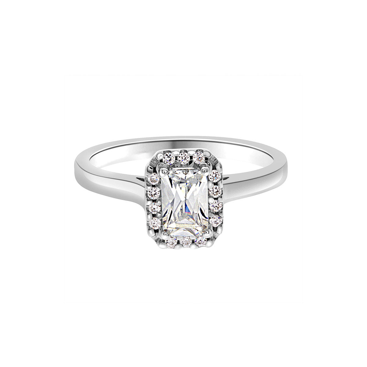 Radiant Cut Halo Diamond Engagement Ring with Platinum Set Band - 'Jacqueline'