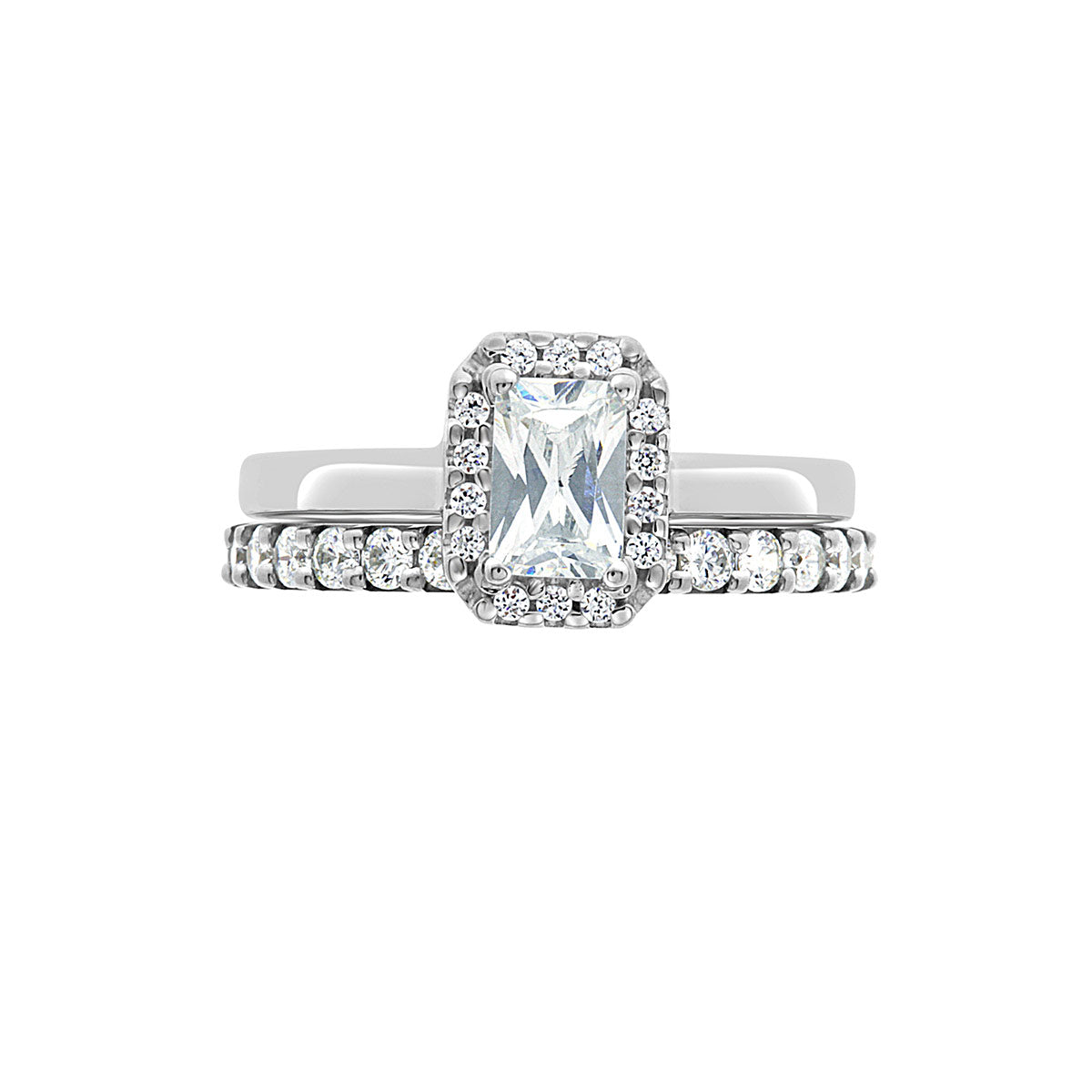 Radiant Cut Halo Diamond Engagement Ring with Platinum Set Band - 'Jacqueline'