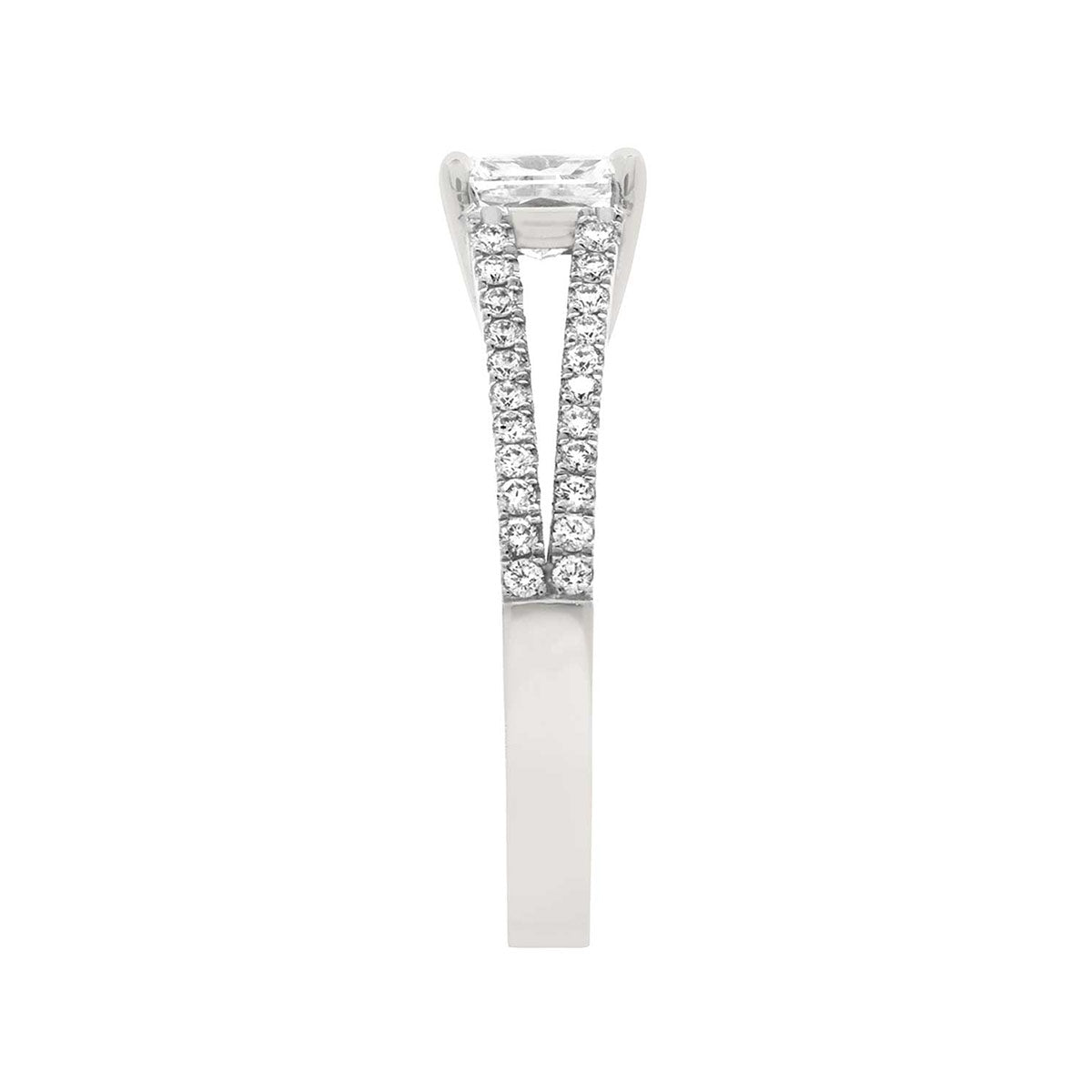 Radiant Cut Diamond Engagement Ring with Platinum Scallop Set Split Band - 'Violet'