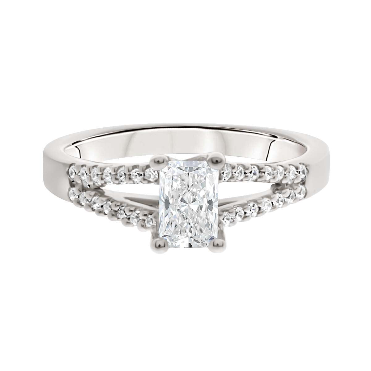 Radiant Cut Diamond Engagement Ring with Platinum Scallop Set Split Band - 'Layla'