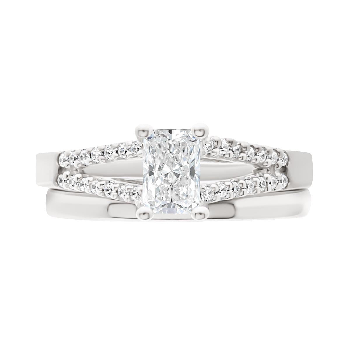 Radiant Cut Diamond Engagement Ring with Platinum Scallop Set Split Band - 'Layla'