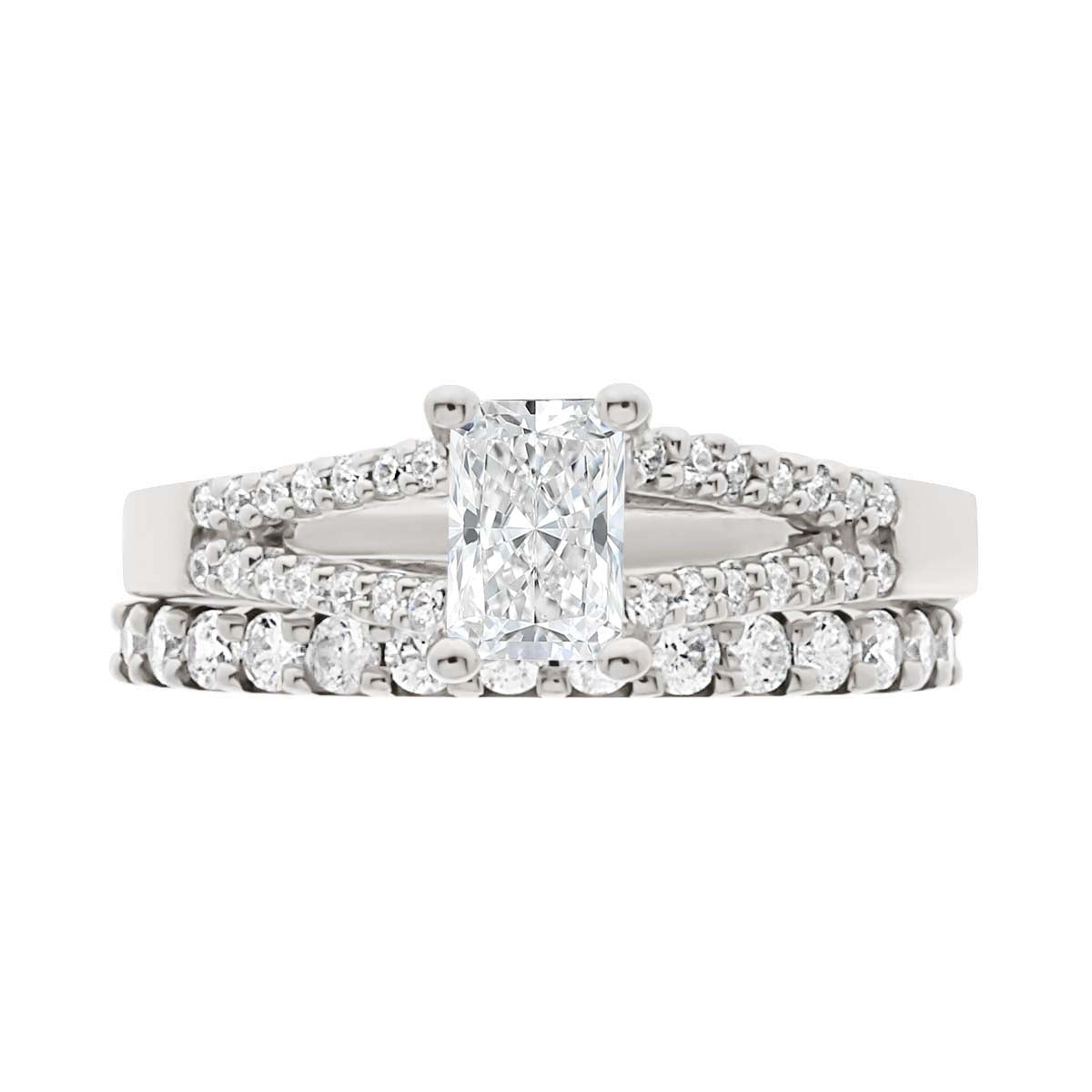 Radiant Cut Diamond Engagement Ring with Platinum Scallop Set Split Band - 'Layla'
