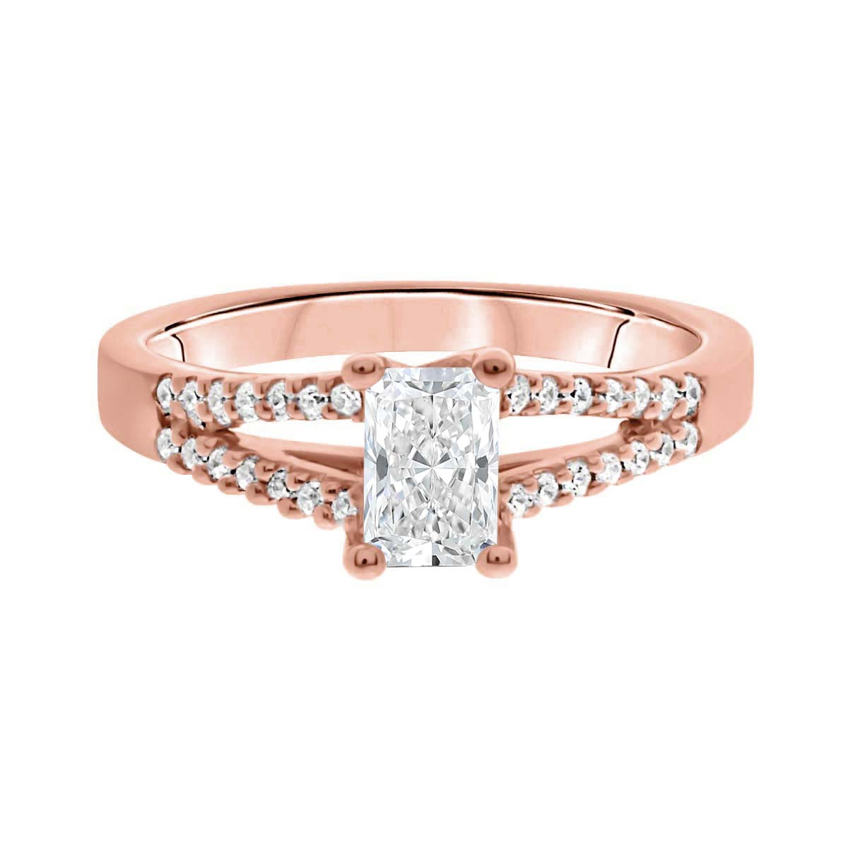 Radiant Cut Diamond Ring in rose gold