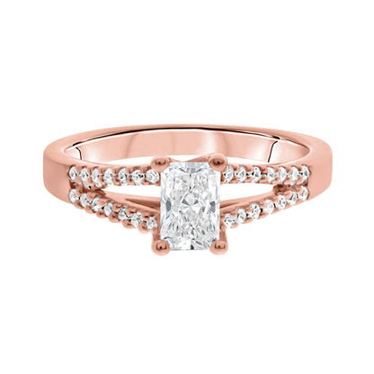 Radiant Cut Diamond Ring in rose gold